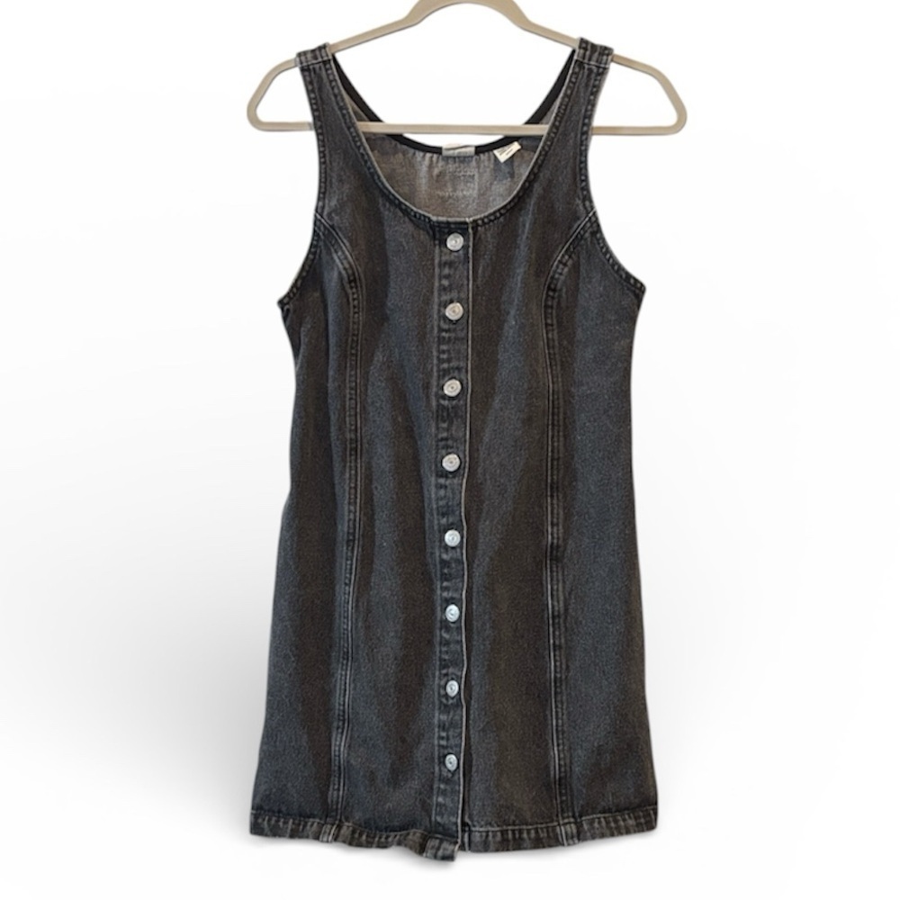 Levi's Y2K Retro Charcoal Black Denim Mini Button Down Dress Small